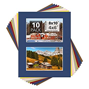 【中古】【輸入品・未使用】マットボードセンター 10個パック 8x10 2-4x6 ミックスカラー 写真用マット - 無酸性 4層厚さ ホワイトコア - 写真 フレーム用|スカイマーケットプラス
