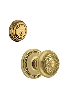 【中古】【輸入品・未使用】Grandeur Newport ロゼット ウィンザーノブとマッチするデッドボルトコンプリートシングルシリンダーコンボパックセット、Lifetime Brass
