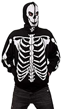 【中古】【輸入品・未使用】full-zip Upグローin theダークブラックスケルトンスウェットシャツパーカーコスチューム カラー: ブラック