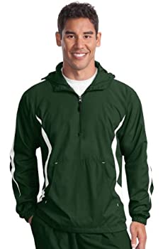 【中古】【輸入品・未使用】Sport-Tek JST63 Mens Colorblock Raglan Anorak44; Forest Green \u0026 White - 5XL