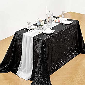 【中古】【輸入品・未使用】(230cm x 400cm, Black) - QueenDream Sequin Tablecloth and rectangle sequin tablecloth 230cm x 400cm Black sequin fabric sequin tableclo