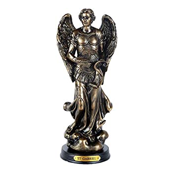 【中古】【輸入品・未使用】Pacific Giftware 聖ガブリエル大天使メッセンジャー 神の置物 高さ8インチ 木製ベース 真鍮ネームプレート付き｜スカイマーケットプラス