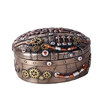 【中古】【輸入品・未使用】Steampunk Clockwork Mind BrainボックスCast Bronze Lidded StashボックスSculptural装飾5インチ幅