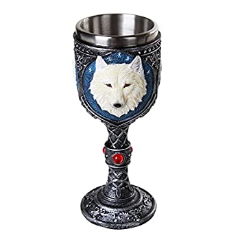 【中古】【輸入品・未使用】Lone Spirit White Wolf Celtic Magic 210ml Wine Chalice Goblet with Red Gemstone|スカイマーケットプラス