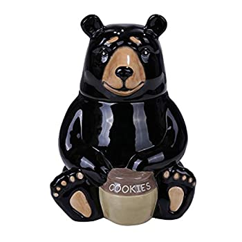 【中古】【輸入品・未使用】Pacific Giftware PT ブラックベア 光沢セラミッククッキーストレージジャー