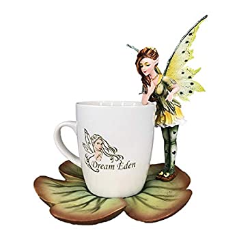 【中古】【輸入品・未使用】Pacific Giftware ドリームエデン グリーンティーリーフフェアリーフィギュア ドリンクマグ付き