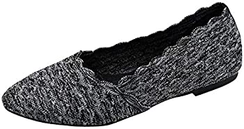 【中古】【インポート品・未当てはめる】Skechers レディース クレオ スカロップ 編み物 スキマー バレー 坦々たる US 大きさ: 7 色合い: 黒いこと