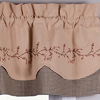【中古】【輸入品・未使用】Primitive Home Decors ベリーバインギンガムチェック フェアフィールド ブラックとナツメグ 72インチ x 15.5インチ 裏地付きコットンバランス
