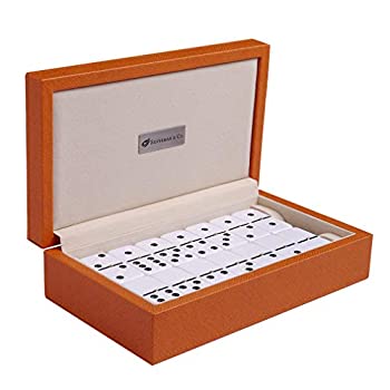 【中古】【輸入品・未使用】Silverman & Co. ダブル 6 ラージ ホワイト ドミノセット - オレンジケース