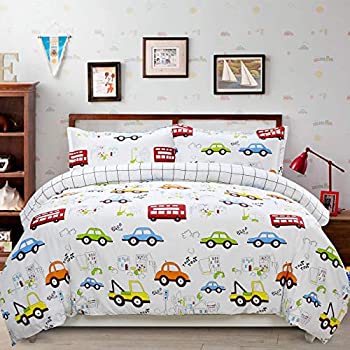 【中古】【輸入品・未使用】(Queen, Cars) - Boys Bedding Sets Cars Bedding 100% Cotton Duvet Covers Set 3-Piece Queen Size (No Comforter Included)