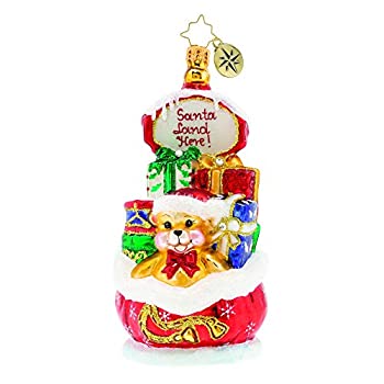 【中古】【輸入品・未使用】Christopher Radko ハンドクラフト ヨーロピアンガラス クリスマス 装飾 置物 サンタの着陸パッド