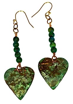 【中古】【輸入品・未使用】Patina真鍮Hand Hammered Heartダングルイヤリング???Chrysocolla