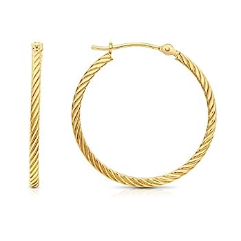 【中古】【輸入品・未使用】14K イエローゴールド ツイスト スクエア チューブ フープ イヤリング｜スカイマーケットプラス