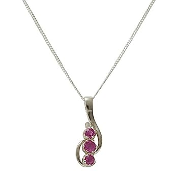 【中古】【輸入品・未使用】Solid 925 Sterling Silver Natural Colorful Ruby & Diamond Womens Pendant & 20\