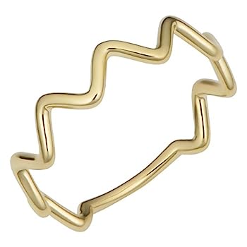 【中古】【輸入品・未使用】Kooljewelry 14kイエローゴールド 高光沢 ジグザグリング