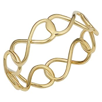 【中古】【輸入品・未使用】Kooljewelry 14Kイエローゴールド 高光沢 インフィニティリング