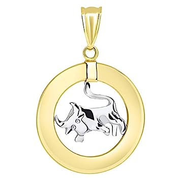 【中古】【輸入品・未使用】14k ツートーンゴールド オープンサークル 牡牛座サインペンダント|スカイマーケットプラス