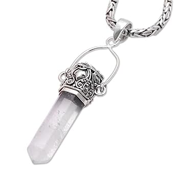 【中古】【輸入品・未使用】NOVICA クリアクォーツ .925スターリングシルバーペンダントネックレス 19.75インチ クリスタルアミュレット
