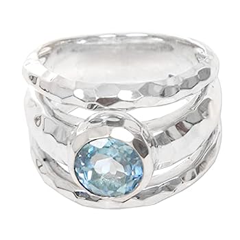 【中古】【輸入品・未使用】NOVICA ブルートパーズ 925スターリングシルバーリング 「スパークリングプール」