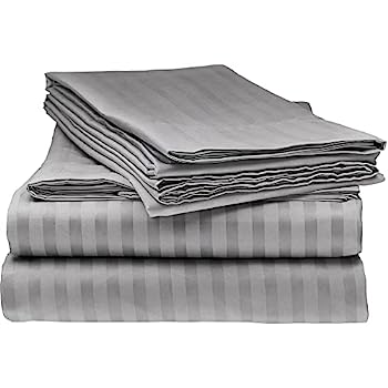【中古】【輸入品・未使用】Italian Collection ITALIAN STRIPED 4PC QUEEN Sheet Set, GREY｜スカイマーケットプラス
