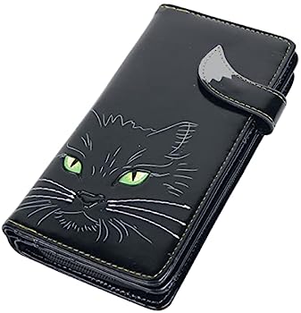 【中古】【輸入品・未使用】ラッキーブラックキャット財布 - ラージ - 18.5cm