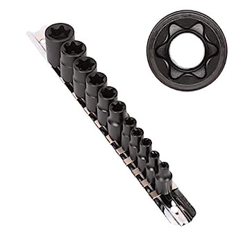【中古】【輸入品・未使用】CASOMAN 11個入り メス E-TORX スターソケットセット レール付き メス外部スターソケットセット E4 - E20トルクソケットセット
