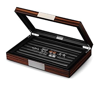 【中古】【輸入品・未使用】Lifomenz Co 木製カフスボタンボックス ガラスウィンドウ付き カフリンクディスプレイケース リングオーガナイザー カフスボタンボックス メンズ