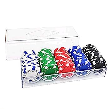 【中古】【輸入品・未使用】inheming ポーカーチップ100点セット 11.5g 粘土複合ダイス ストライプチップ 5色 カジノゲームプレイポーカーチップ アクリルケース付き