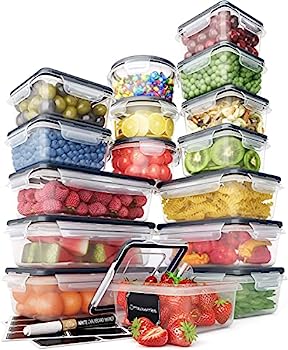 【中古】【輸入品・未使用】Chef's Path(シェフズパス) 食品保存容器セット プラスチック製気密容器 簡単に閉められるスナップ蓋付き 漏れ防止 キッチン&パントリーの整理整|スカイマーケットプラス