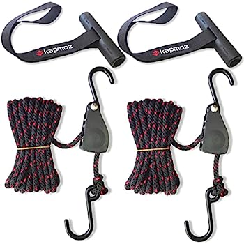 【中古】【輸入品・未使用】LE KAPMOZ クイックカヤックタイダウンストラップ ボウ&スターンタイダウンループストラップ ラチェットロープ カヌー プーリーハンガー アンカ