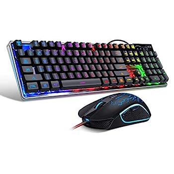 【中古】【輸入品・未使用】ゲーミングキーボードとマウスのコンボ K1 LED レインボーバックライト付きキーボード 104キーコンピュータ PCゲーミングキーボード PC/ノートパ