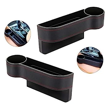 【中古】【輸入品・未使用】カーシートギャップストレージボックス シートギャップフィラー カップホルダー付き プレミアムPUレザーコンソール サイドフィラー オーガナイザ