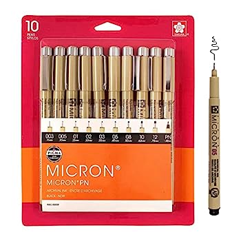 【中古】【輸入品・未使用】Sakura Pigma マイクロンファインライナーペン - アーカイブブラックインクペン - 筆記/ドローイング/日記用ペン - 各種ポイントサイズ - 10本パ