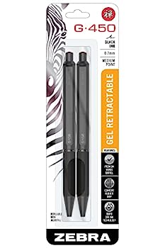 【中古】【輸入品・未使用】Zebra Pen G-450 格納式ゲルペン ブラック真鍮バレル 中細 0.7mm ブラックインク 2本パック (49512)