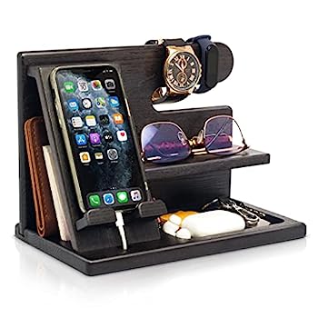 【中古】【輸入品・未使用】Wood Phone Docking Station Ash Key Holder Wallet Stand Watch Organizer Men Gift Husband Wife Anniversary Dad Birthday Nightstand Purse|スカイマーケットプラス