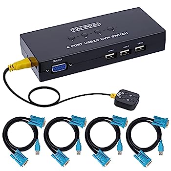 【中古】【インポート品・未当て嵌める】VGA KVM取り替えっこ 4界面 USB VGA KVMスイッチャー 4台の電子計算機用 1台の管するを分かちあう 3台のUSBデバイス キーボードマウススキャナープリ