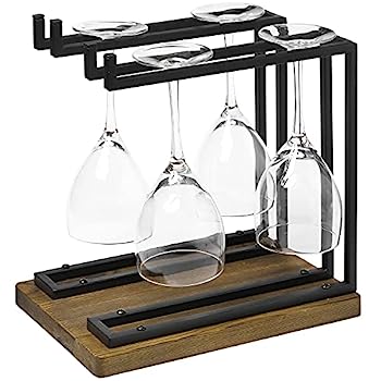 【中古】【インポート品・未当て嵌める】MyGift 製造用メタルワイングラスラックホルダースタンド ハンガー赤ちょうちん2本と飾り気の無いな木製軍事基地 カウンタいの一番吊り下げ脚付き添い人水飲み保持者 キッチン用品・食器・調理器具-その他