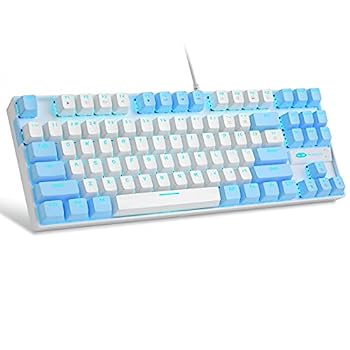 【中古】【輸入品・未使用】MageGee 75%メカニカルゲームキーボード 赤軸付き LEDブルーバックライトキーボード 87キー コンパクト TKL 有線コンピュータキーボード Windows
