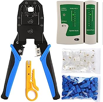 【中古】【輸入品・未使用】Solsop Network/Phone Cable Tester RJ45 Crimp Tool Pass Through Modular CAT6 Crimping Tool Kit, 50PCS CAT6 Pass Through Connectors, 50PC