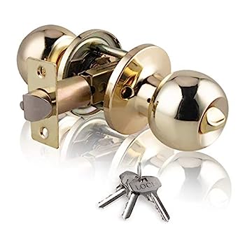 【中古】【輸入品・未使用】Ivoku 光沢真鍮ドアノブ ロックとキー付き インテリア 寝室 ドアロック 鍵付き プライバシーボールドアロック 寝室 バスルーム 子供部屋 勉強教｜スカイマーケットプラス