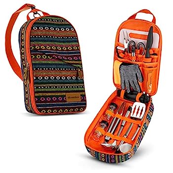 【中古】【インポート品・未当て嵌める】キャンプキッチン膳立て物の具書き割り トラベルオーガナイザー 食べ物屋付属物 ポータブルコンパクトギア うしろ側荷造り/BBQ/難民キャンプ/ハイキ