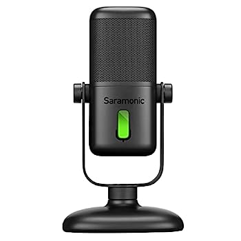 【中古】【輸入品・未使用】Saramonic 大型ダイヤフラム USBスタジオマイク 磁気卓上スタンド ヘッドホン出力 マルチカラーLED コンピューターとモバイルデバイス用 (SR-MV2