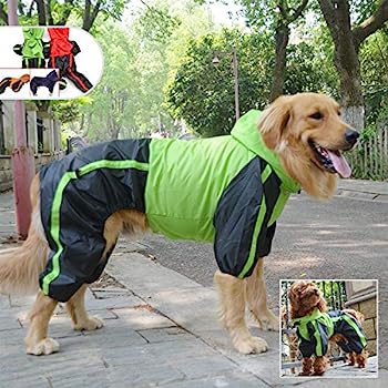 【中古】【輸入品・未使用】犬フード付きレインコートスリッカー、通気性防水4本足レインコート軽量防水服レインジャケット大中小犬用 Green L-XL｜スカイマーケットプラス