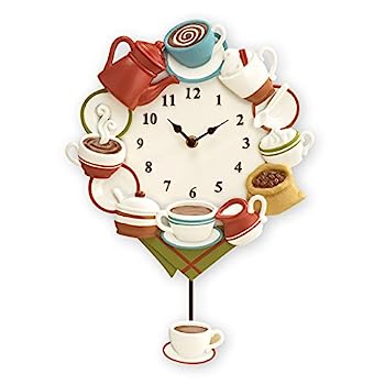 【中古】【輸入品・未使用】Collections Etc コーヒーカップ 振り子 壁掛け時計 キッチン装飾|スカイマーケットプラス