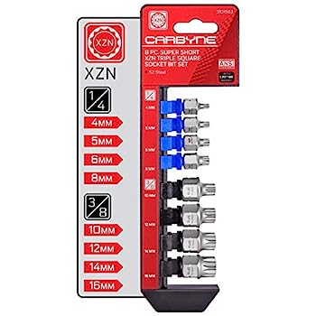 【中古】【輸入品・未使用】CARBYNE スーパーショート XZN トリプルスクエアソケットビットセット 8ピース 4mm~16mm | S2スチール