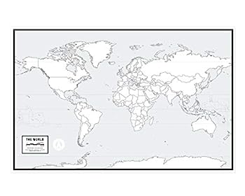 【中古】【輸入品・未使用】大型空白世界地図ポスター ラミネート加工 36インチ x 24インチ 教室や家庭の勉強に最適な空白のウォールマップ 無料のホワイトボードマーカー付