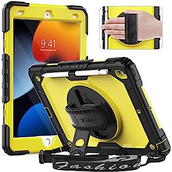 【中古】【インポート品・未当て嵌める】Timecity iPad 10.2 入れもの (iPad 第7時人/第8時人 入れもの 2019/2020新型) 防御すること消印内蔵 照明ランプ 肩紐 ハンドストラップ付き添い人 書き込み納める 牢固たる