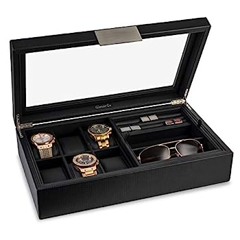 【中古】【輸入品・未使用】Glenor Co Valet メンズジュエリーボックス ? 腕時計6個、カフスボタン12個、サングラス2個&トレイストレージ ? メンズウォッチケース ? カー