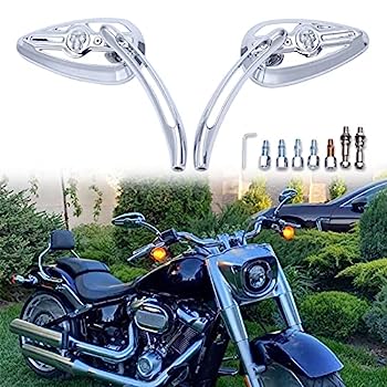 【中古】【輸入品・未使用】8mm/10mm バックミラー クローム スカル ティアドロップ ハーレー ダイナエレクトラ グライド ストリートグライド ロードキング ソフテイル用
