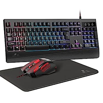 【中古】【輸入品・未使用】Rii ゲーミングキーボードマウスとマウスパッドのコンボ 3 in 1 LED レインボーバックライト USB 有線コンピュータキーボード 104キー こぼれ防｜スカイマーケットプラス